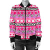 Zebra Heart Pink Pattern Women Casual Bomber Jacket