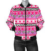 Zebra Heart Pink Pattern Women Casual Bomber Jacket