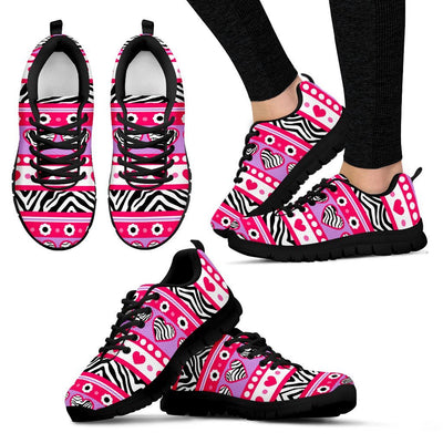 zebra Heart Pink Pattern Women Sneakers