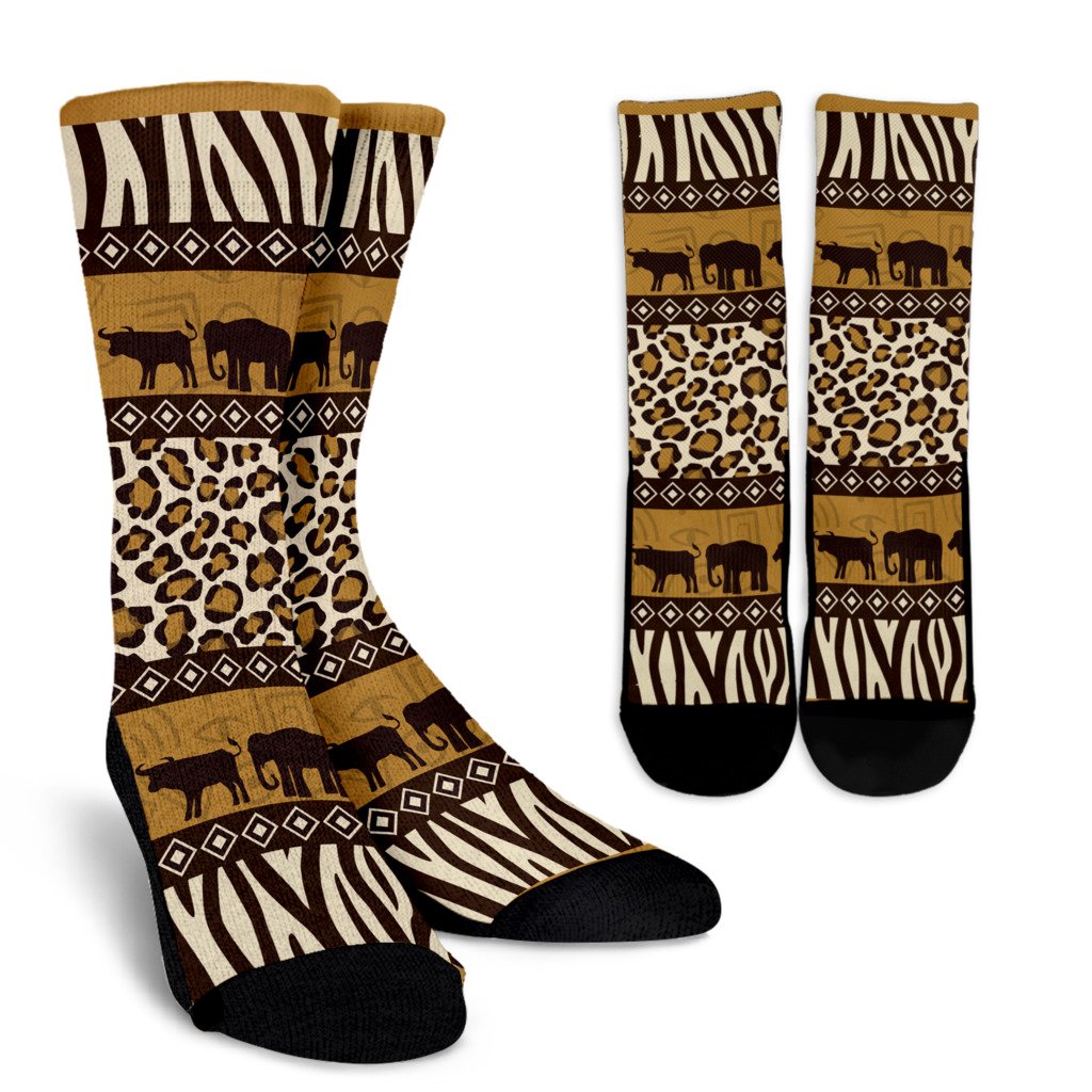 Zebra Leopard Skin Safari Crew Socks