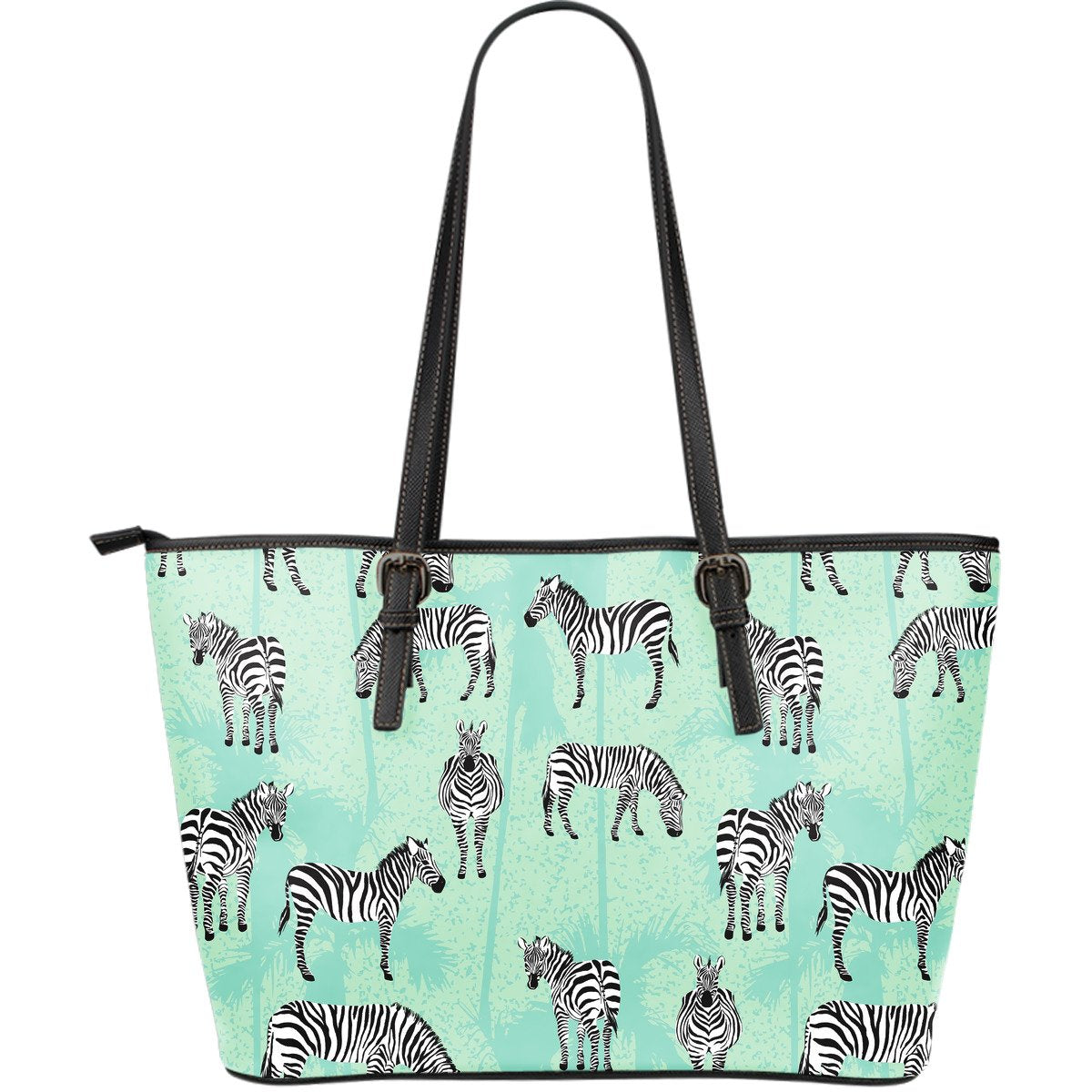 Zebra Pattern Large Leather Tote Bag