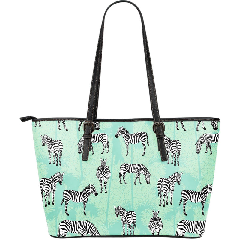 Zebra Pattern Large Leather Tote Bag