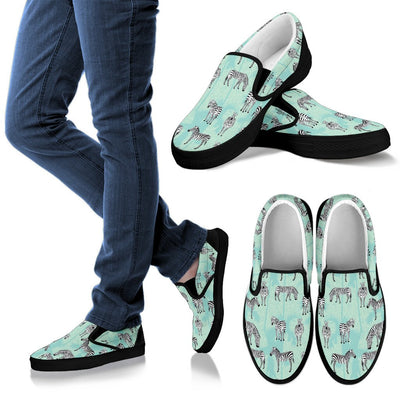 Zebra Pattern Women Canvas Slip On Shoes