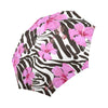 Zebra Pink Hibiscus Automatic Foldable Umbrella