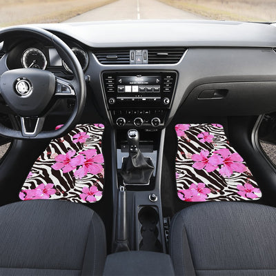 Zebra Pink Hibiscus Car Floor Mats