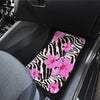 Zebra Pink Hibiscus Car Floor Mats