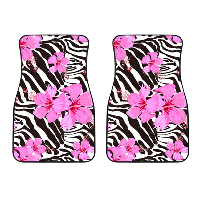 Zebra Pink Hibiscus Car Floor Mats