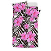 Zebra Pink Hibiscus Duvet Cover Bedding Set