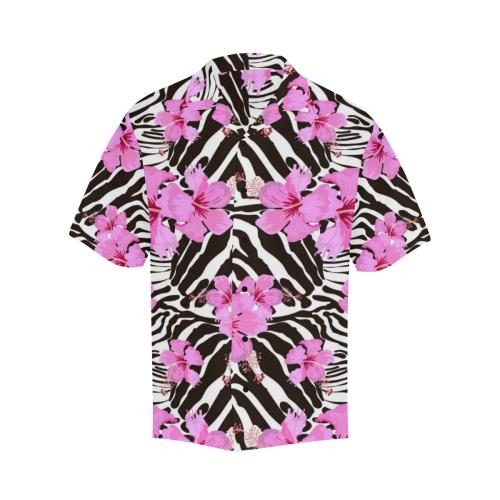 Zebra Pink Hibiscus Men Hawaiian Shirt