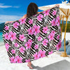 Zebra Pink Hibiscus Beach Sarong Pareo Wrap