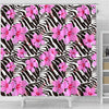 Zebra Pink Hibiscus Shower Curtain