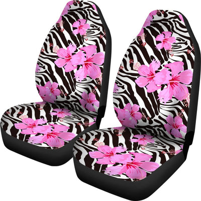 Zebra Pink Hibiscus Universal Fit Car Seat Covers