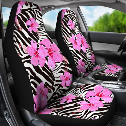 Zebra Pink Hibiscus Universal Fit Car Seat Covers