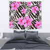 Zebra Pink Hibiscus Wall Tapestry