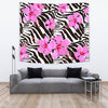 Zebra Pink Hibiscus Wall Tapestry