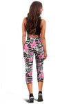 Zebra Pink Hibiscus Women Capris