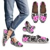 Zebra Pink Hibiscus Women Casual Shoes-JorJune.com