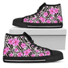 Zebra Pink Hibiscus Women High Top Canvas Shoes