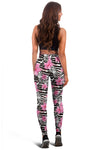 Zebra Pink Hibiscus Women Leggings