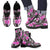 Zebra Pink Hibiscus Women & Men Leather Boots