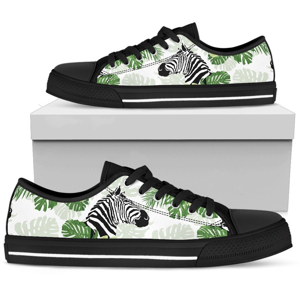 Zebra Tropical Women Leaves Low Top Canvas Shoes