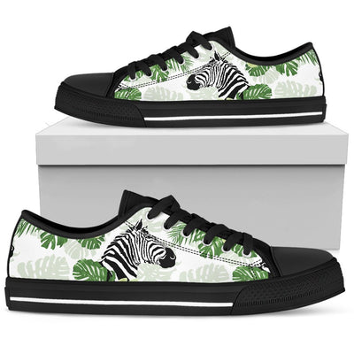 Zebra Tropical Women Leaves Low Top Canvas Shoes